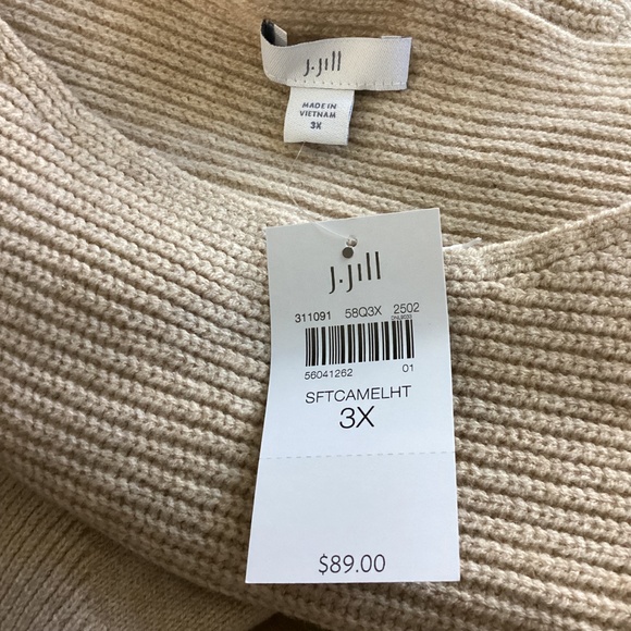NWT J.JILL PLUS 3X KNIT SWEATER TUNIC LIGHT CAMEL HEATHER BOATNECK - Picture 10 of 13